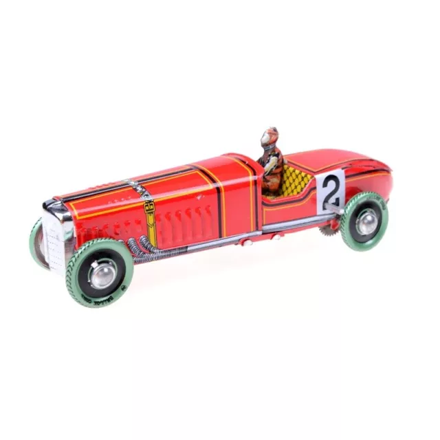 Vintage red Wind Up Racing old classic Race Car model   toy-cd