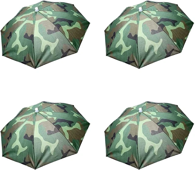 4PCS Head Umbrella Hats Folding Sun Rain Caps Fishing Free Hands Beach Colorful