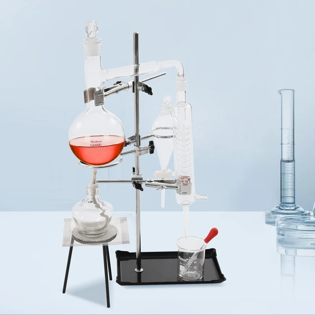 500ml Lab Glassware Kit Water Distiller Distillation Apparatus For Chemistry NEW