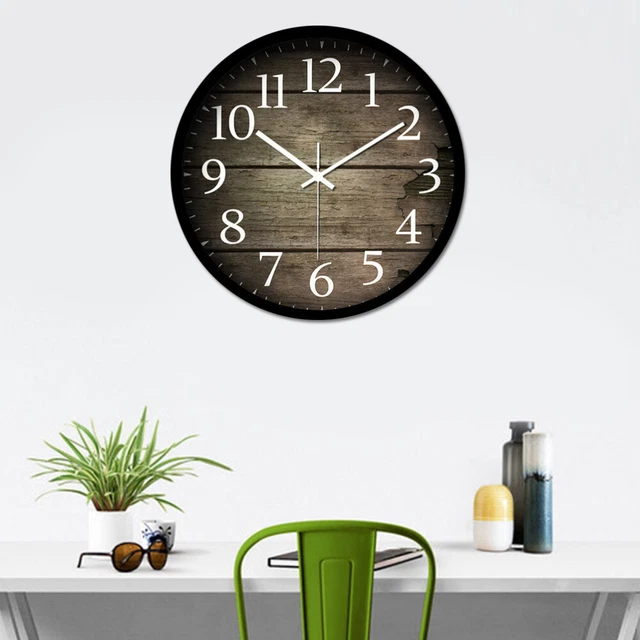 Ménage pendaison murale motif créatif en bois grande horloge murale muette 3