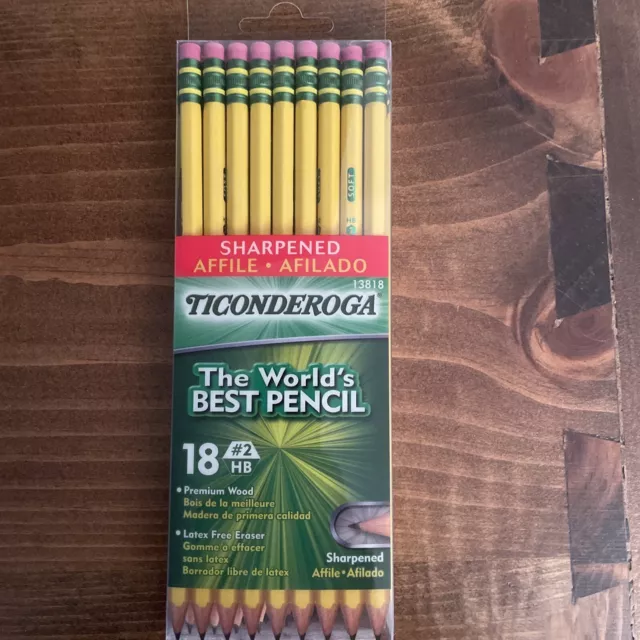 Ticonderoga #2HB Pencils 18 Pack Sharpened Wood Lead Graphite Yellow  13818 Soft