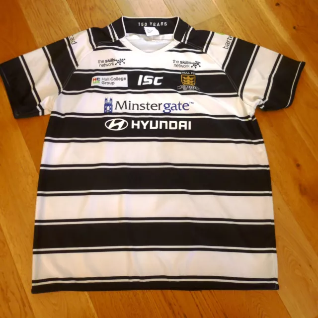 Hull FC 2015 150 Years Shirt White Black Size 4XL Rugby League Free UK P+P