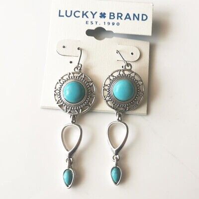 New Lucky Brand Turquoise Floral Drop Earrings Gift Vintage Women Party Jewelry