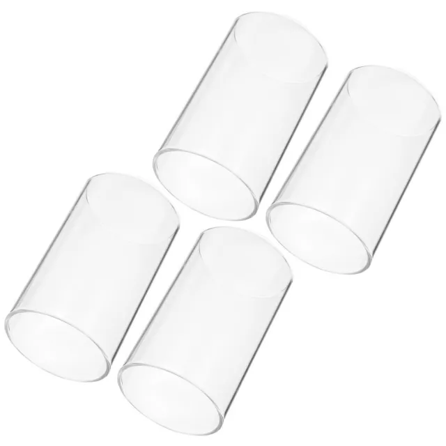 4Pcs Clear Candle Holder Tube Cover Cylinder Open Ended Glass Candle Tube Shade