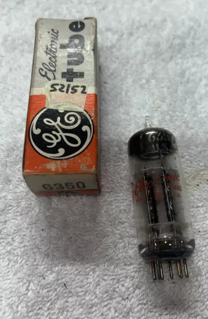 GE 6350 tube NOS NIB NEW USA BLACK PLATES twin triode TV7 tested strong Balanced