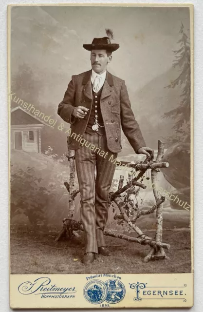 orig. CDV Foto Fotografie Mann Mode um 1890 Tegernsee Tracht Trachten Bayern