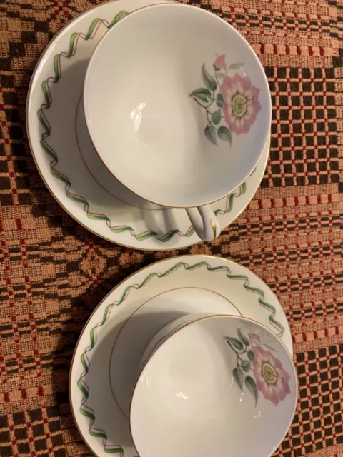 Set 2-Aichi China Made in Occupied Japan Floral Cups & Saucers-priority ship $7