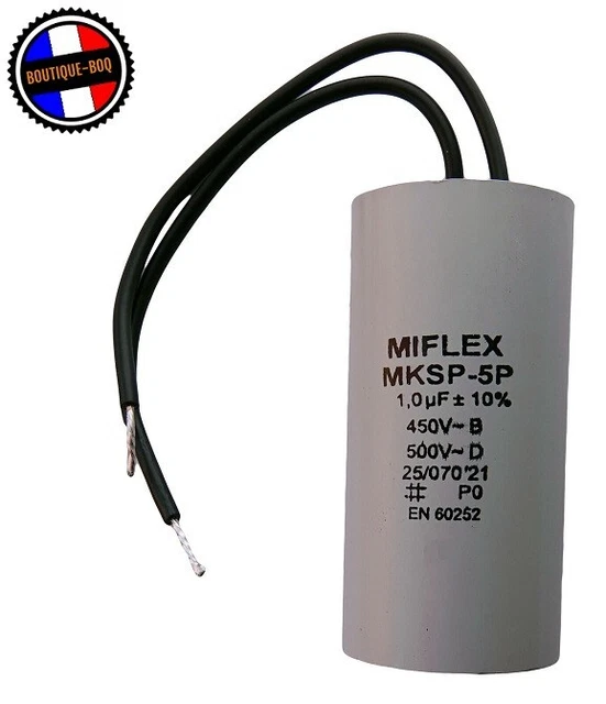 Condensateur Moteur De Démarrage Permanent 1µF 450V à Fils Travail MKSP-5P 1,0uF