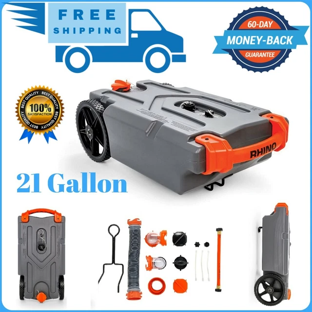 21 GALLON PORTABLE RV Waste Tank Kit Black Water Holding Tote Sewer