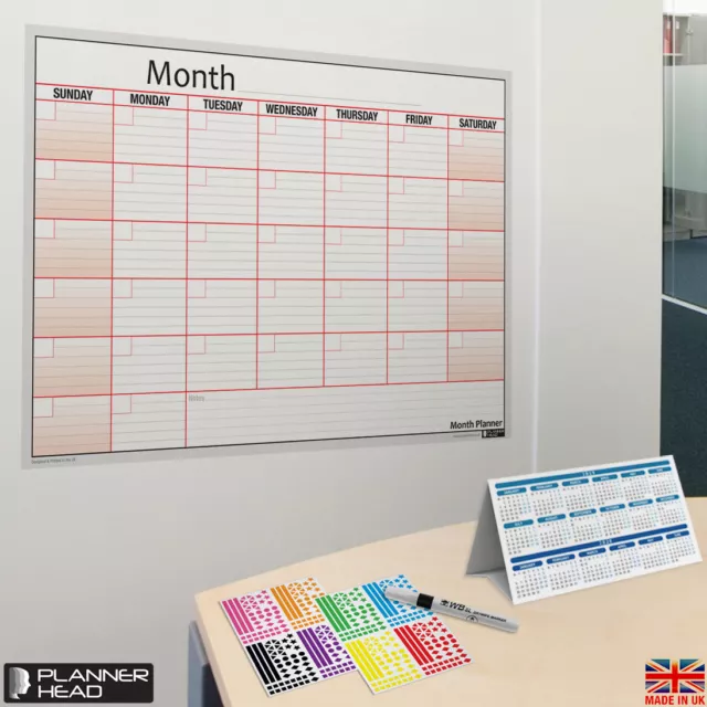 LAMINATED Month Planner Wall Chart Monthly Planner ✔Use Any Month, Any Year ✔UK