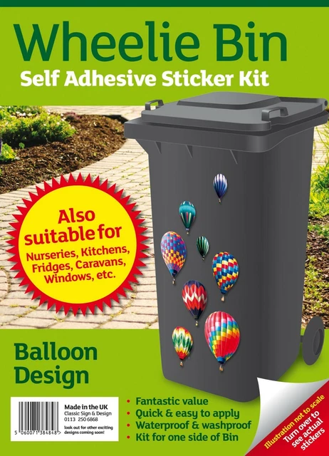 Bin Stickers A4 Size Decorative Wheelie - 15 Self-Adhesive Designs For ...