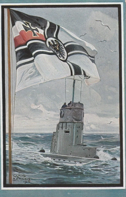 Künstler AK Claus Bergen U Boot Unter deutscher Kriefsflagge Nr 9-München