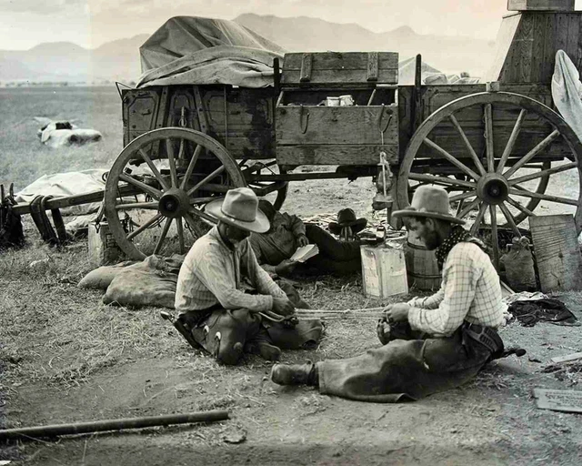 GROUP OF OLD West Cowboys Chuck Wagon At Rest Vintage Rare Find photo ...