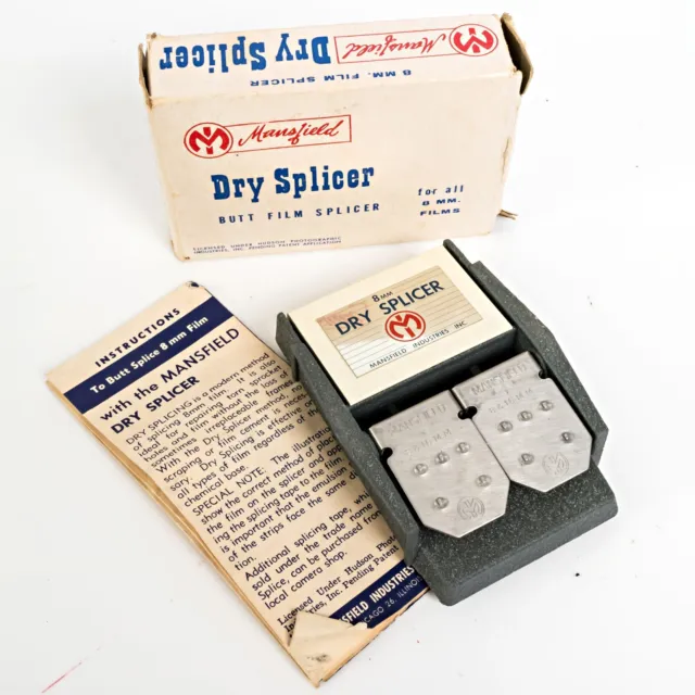 Vintage Mansfield Dry Splicer 8mm Butt Film Splicer with Original Box Made In US