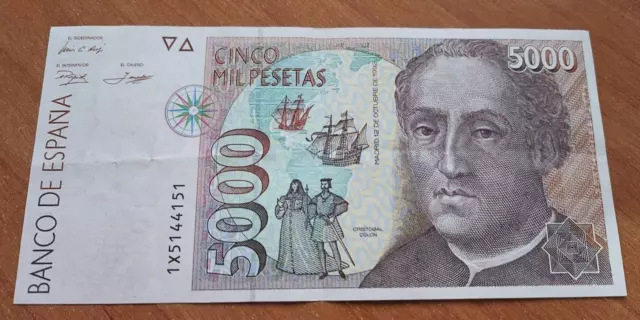 Billete de España Spain 5000 Pesetas Cristóbal Colón 1992 ES EL DE LAS FOTOS(ORI