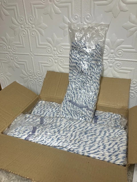 BOX OF 6 PUR V04470 LOOPED END WET MOP HEAD #24 Blue White Rayon 1.25HB