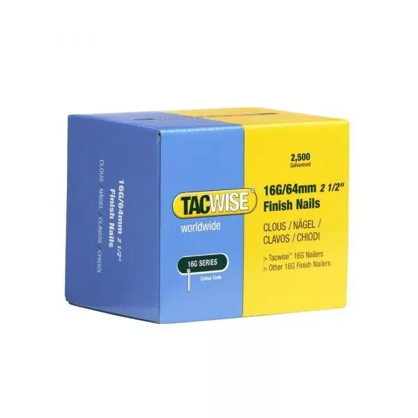 Tacwise 16 Stärke Gerade 64 Mm Verzinkte Brad-Finish-Nägel