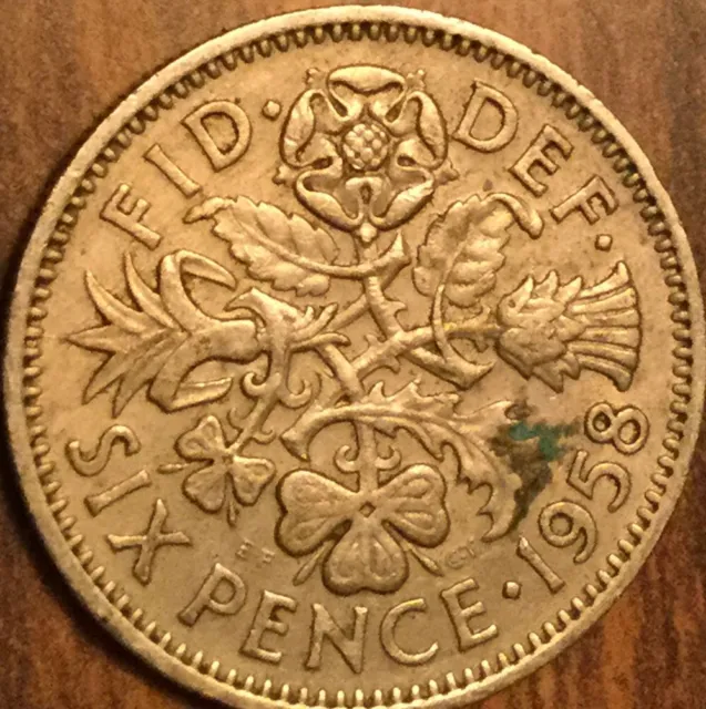 1958 Uk Gb Great Britain Sixpence Coin