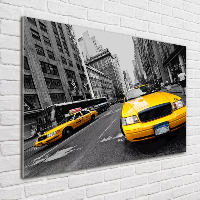 Glas-Bild Wandbilder Druck auf Glas 100x70 Deko Fahrzeuge Taxis New York