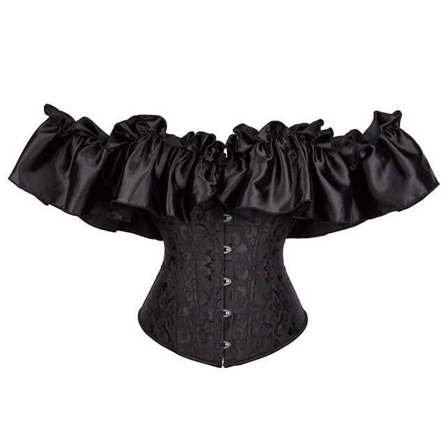Corset Pinup Noir En Simili Cuir Avec Dentelle – Tailles 32 à 48, Style Burlesque