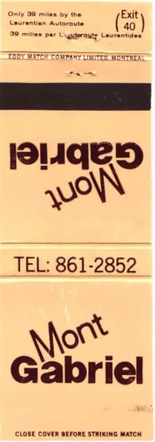Laurentides Quebec Canada Mont Gabriel Vintage Matchbook Cover