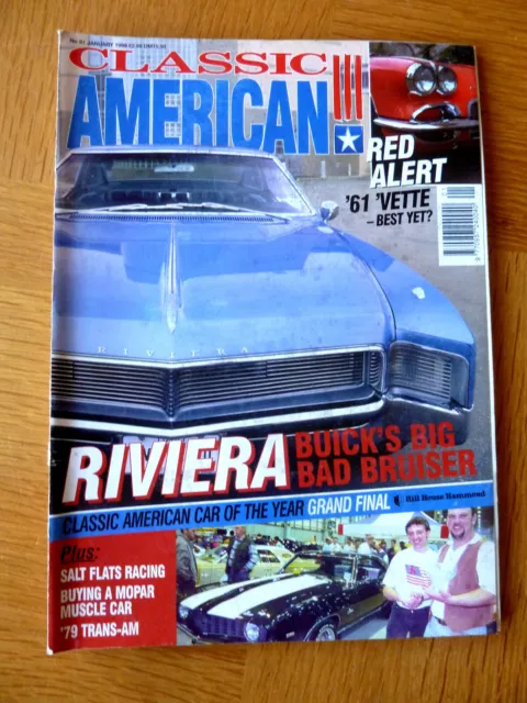 Classic American Car Magazine January 1998 Buick Riviera,1979 Trans-Am, Corvette