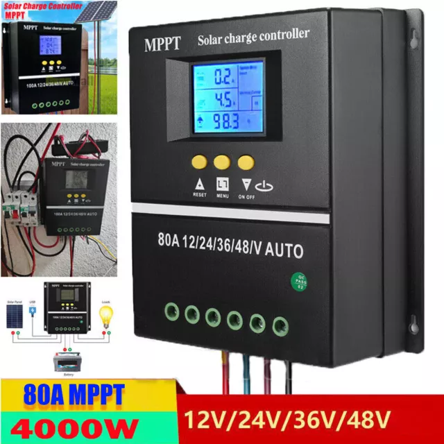 MPPT 80AMP Solar Charge Controller For 12V 24V 36V 48V DC Battery Regulator AU