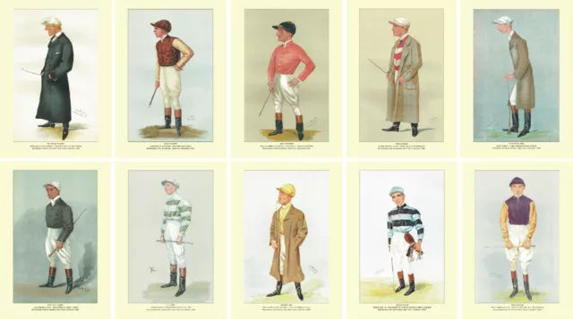 10 x A4 Prints: Vintage Jockey Cartoons - Great Gift for any Racing Fan