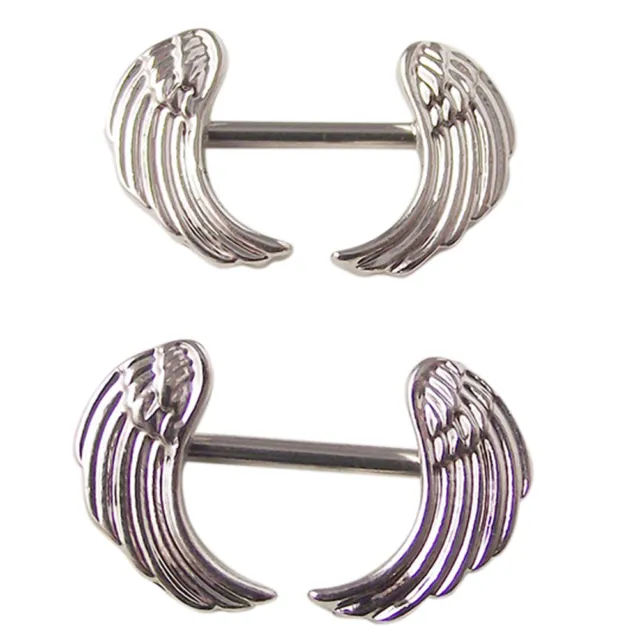 Retro Surgical Steel Wings Nipple Shield Bar Navel Ring Body Piercing Jewelry_tu