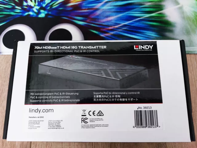 LINDY 70m Cat.6 HDMI 4K60, IR & RS-232 HDBaseT Extender mit PoC, Transmitter