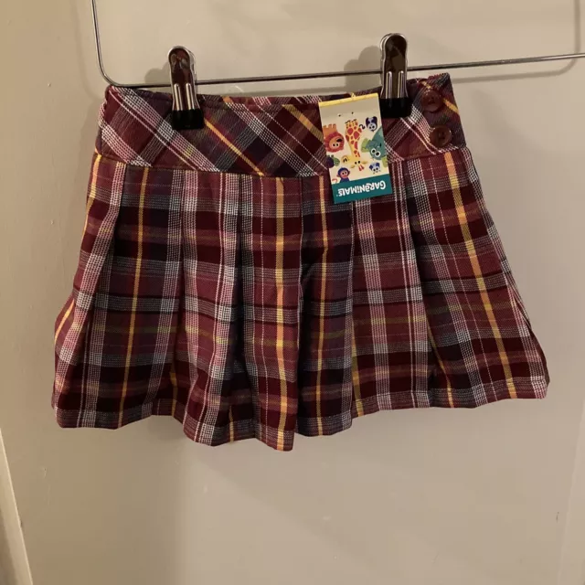 Girls Skirt Size 3T Garanimals Woven Plaid Burgundy Skort Lot Of 2