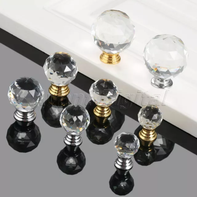 Fashion Crystal Glass Diamond Drawer Cabinet Knobs Furniture Door Pull Handles