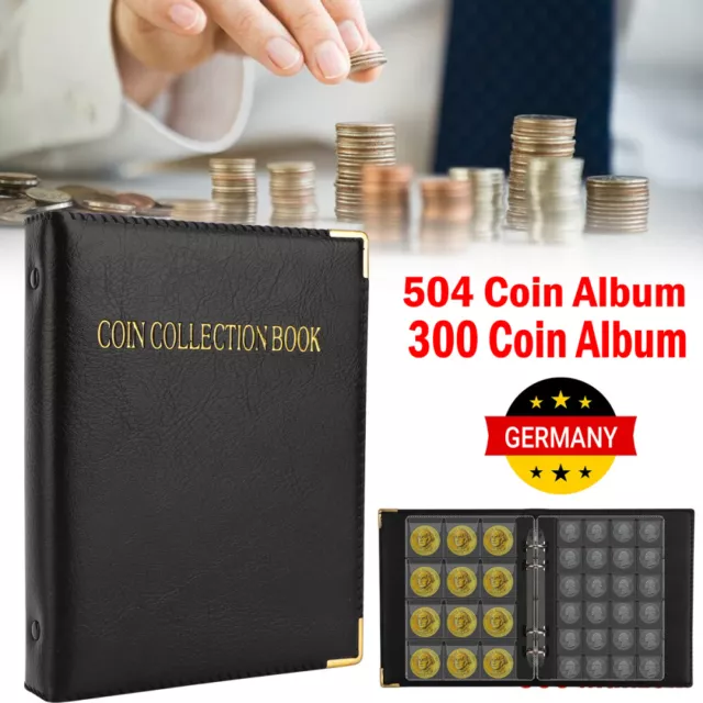 504Stk Münzen Album Münzalben Sammelalbum Münzenhülle Münzblätter DE 2