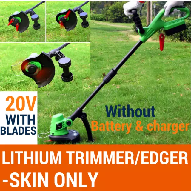 SKIN ONLY 20V Lithium Grass Trimmer Lawn Grass Edge Brush Cutter w/ Blade &Wheel