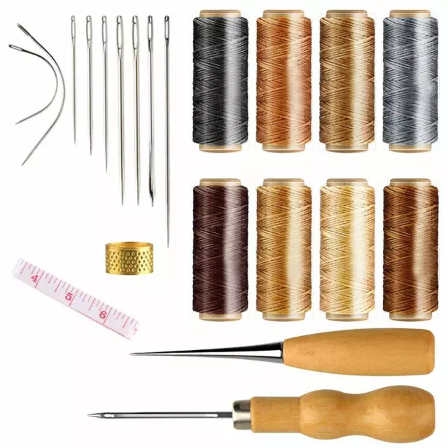 NACTECH 21pz Kit Strumenti per Cucire Cuoio a Mano Filo Cerato 8 Colore (Y4v)