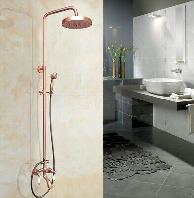 Red Copper Shower Faucet Set Wall Mounted Tub Mixer Tap W/ Hand Shower Zrg562