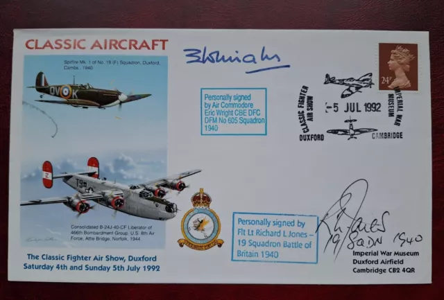 Battle Of Britain Eric Wright Richard Jones Signed First Day Cover FDC Pilot