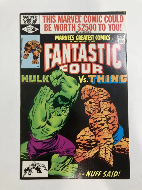Marvels Greatest Comics #92-Fantastic Four #112-Iconic Battle Hulk Vs Thing Vf
