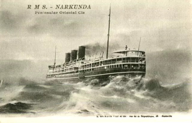 1920er AK P&O Passagierschiff RMS NARKUNDA auf rauer See