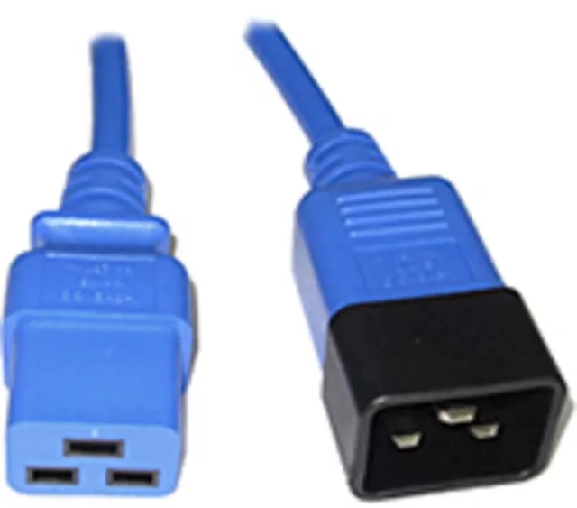 Power Extension Cable IEC C20 Male Plug to IEC C19 Female Socket Blue 2.5m