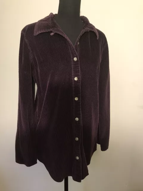 J. Jill Womens Size Small Purple Corduroy Velvet Button Up Long Sleeve  Shirt