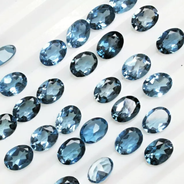 Lot de gros 5x4mm Oval Facet AAA London Blue Topaz Loose Calibrated Gemstone