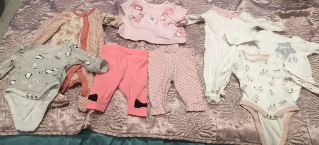 Girls 0-3 Months Bundle Jumpsuit Babygrow All In One Sleepsuit Leggings