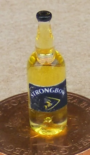 1:12 Scale Glass Bottle With A Strongbow Cider Label Tumdee Dolls House Bar RD