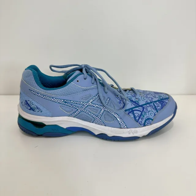 ASICS Gel Netburner Academy 7 Netball Shoes Womens US 12 Blue Lace Up GUC