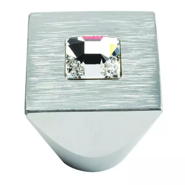 Atlas Homewares 3195-MC Crystal Collection 1" Crystal & Brushed Sq Cabinet Knob