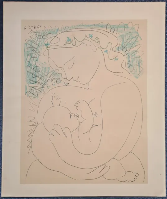 Lithographie d'après Picasso sur vélin d'arche 1963, Maternité.