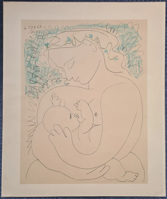 Lithographie d'après Picasso sur vélin d'arche 1963, Maternité.