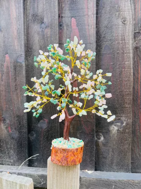 Crystal Tree, Green Aventurine & Rose quartz Gemstone Tree Chakra HEALING REIKI