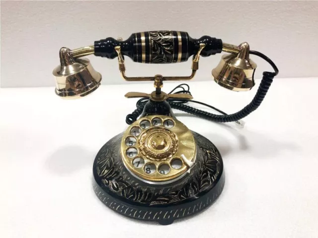 Solid Brass French Victorian Style Rotary Dial Phone Telephone Old Telephone